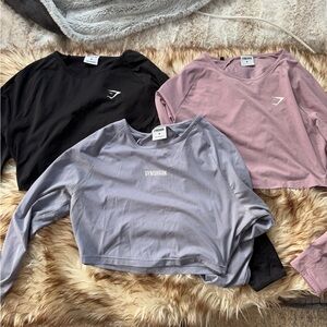 Gymshark bundle: three size medium um chromed long sleeve shirts